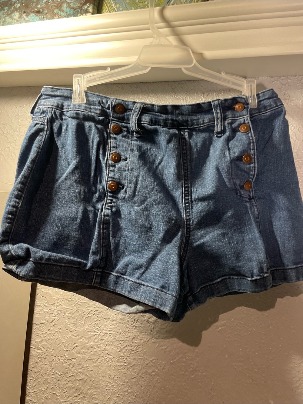 NOBO Button-Front Denim Shorts in Blue